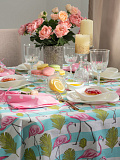 Набор кухонный (скатерть+салфетки 4 шт.) Flamingo, птицы, розовый