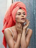 Полотенце махровое Bloomy coral, без рисунка, розовый