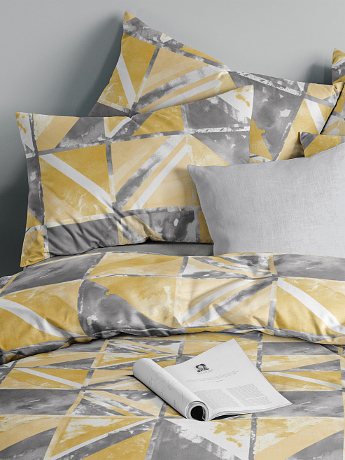 Постельное белье Marble, бязь, геометрия, желтый