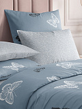 Постельное белье Black and white butterflies, бязь, бабочки, голубой