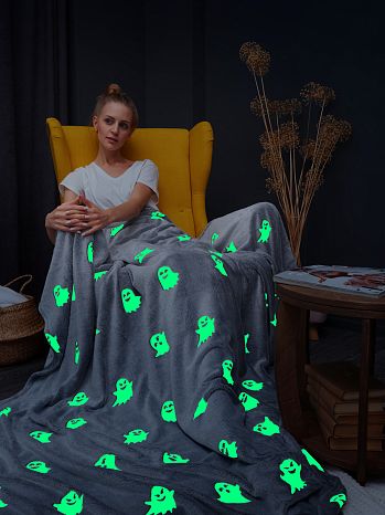 Плед Ghosts, привидения, серый