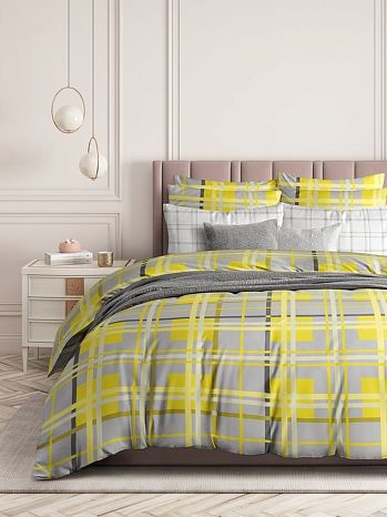 Постельное белье Long island, поплин, клетка, желтый