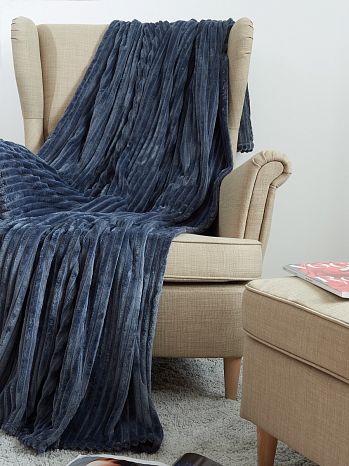 Плед Bilberry nights, полосы, черный