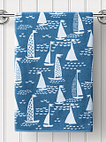 Полотенце махровое Blue sails, кораблик, голубой