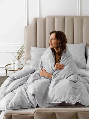 Одеяло теплое Charlotte pearl, перья, серый