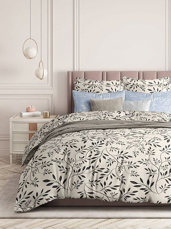 Постельное белье Barbery, перкаль, листья, бежевый