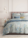 Постельное белье Blue flax, перкаль, цветы, серый