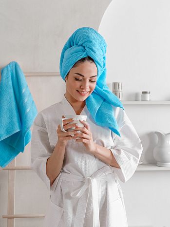 Набор полотенец махровых Turquoise, без рисунка, бирюзовый