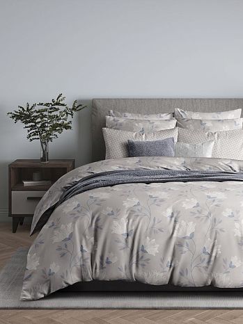 Постельное белье White lily, бязь, цветы, серый