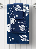 Полотенце махровое Galaxy, космос, синий