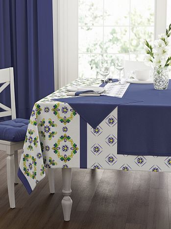 Скатерть Abita, орнамент, синий