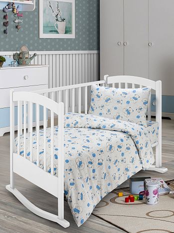 Набор наволочек на молнии Mishka, бязь, мишки, голубой