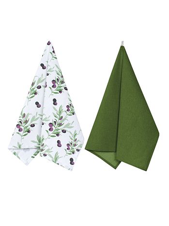 Набор полотенец кухонных Black olives, веточки, зеленый