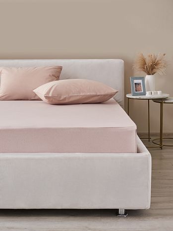 Простыня на резинке Coffee, ткань трикотажная, без рисунка, коричневый