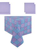 Набор кухонный (скатерть+салфетки 4 шт.) India, орнамент, фиолетовый