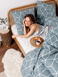 Постельное белье Lounge green, бязь, геометрия, зеленый