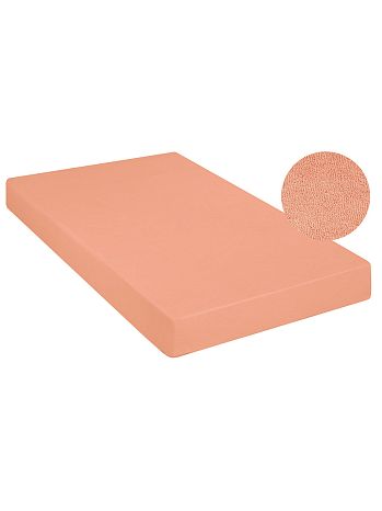 Простыня на резинке Peach, ткань трикотажная махровая, без рисунка, розовый