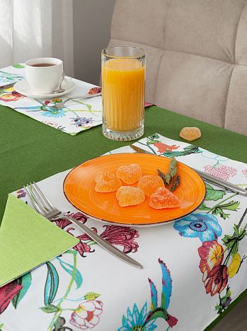 Набор кухонный (скатерть+подставки) Flowers, цветы, мультиколор