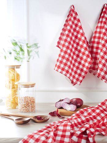 Набор полотенец кухонных Check, клетка, красный