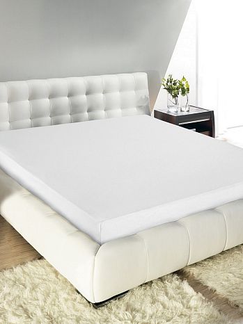 Простыня на резинке White, ткань трикотажная махровая, без рисунка, белый