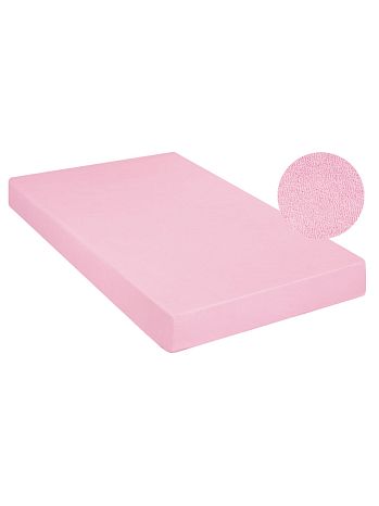 Простыня на резинке Verbena, ткань трикотажная махровая, без рисунка, розовый