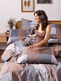 Постельное белье Cozy evening, бязь, клетка, коричневый