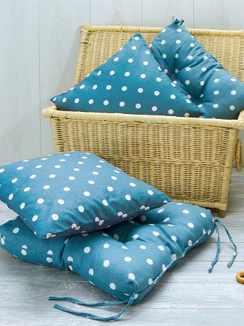 Подушка декоративная Blue polka dot, горох, синий