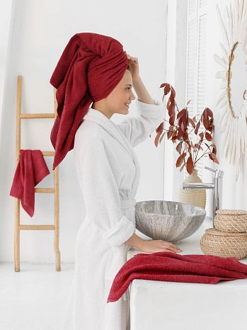 Полотенце махровое Pomegranate, без рисунка, бордо