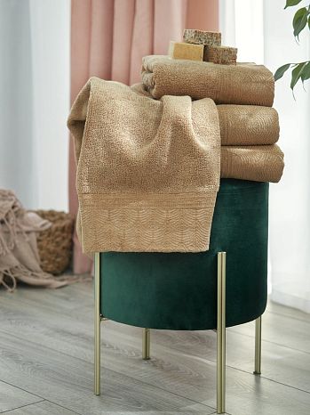 Полотенце махровое Aria beige, орнамент, бежевый