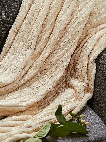 Плед Luxe beige/gold, полосы, бежевый