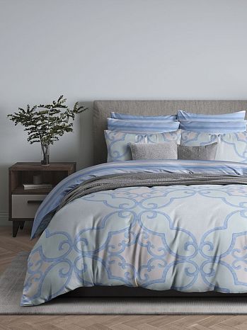 Постельное белье Marbelia, поплин, орнамент, голубой