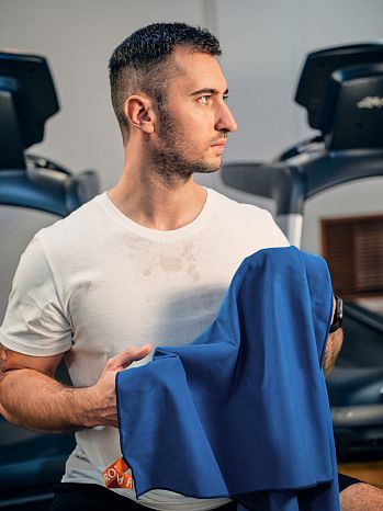 Полотенце для фитнеса Bench press, без рисунка, синий