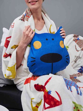 Подушка декоративная Sleeping dogs, собаки, синий