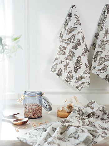 Набор полотенец кухонных Butterflies, бабочки, бежевый