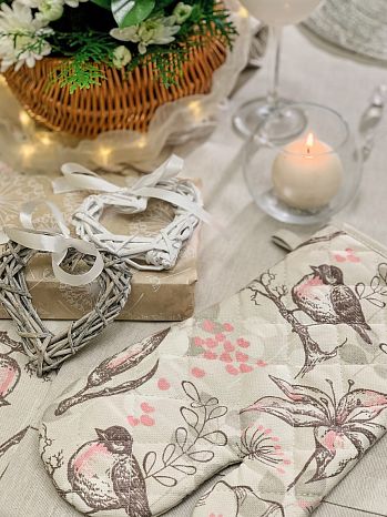 Варежка-прихватка Bullfinch, птицы, бежевый