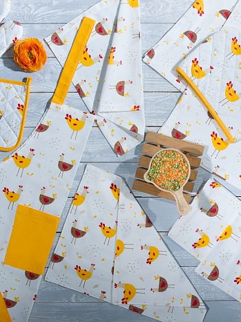 Полотенце кухонное Hens, птицы, желтый
