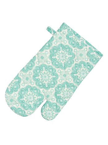 Варежка-прихватка Blossom green, орнамент, зеленый