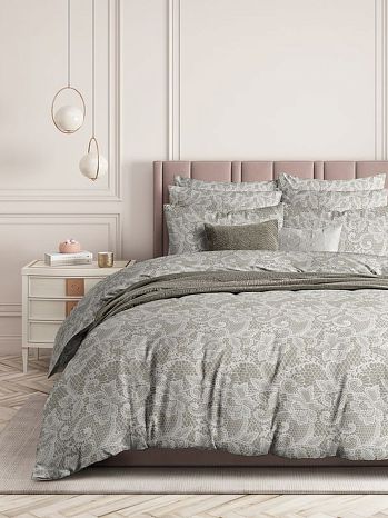 Постельное белье Lace beige, перкаль, узоры, серый