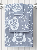 Полотенце махровое Owl, совы, серый
