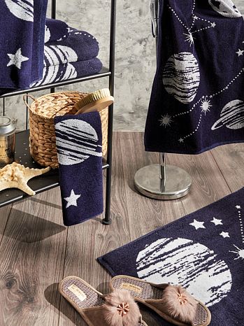Полотенце махровое Galaxy, космос, синий