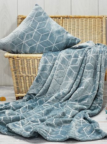 Плед Winter sky, геометрия, голубой