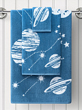 Полотенце махровое Galaxy, космос, голубой