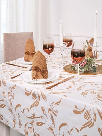 Скатерть Golden frost, завитки, бежевый
