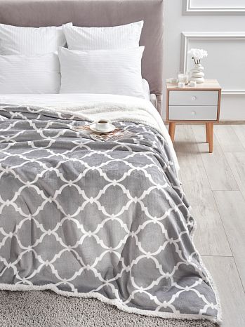 Плед Lord grey, вензеля, серый