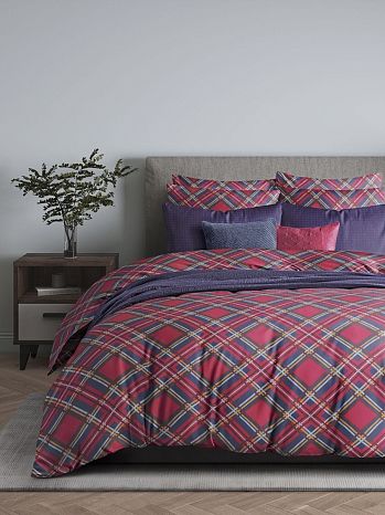 Постельное белье Lindsay, бязь, геометрия, красный