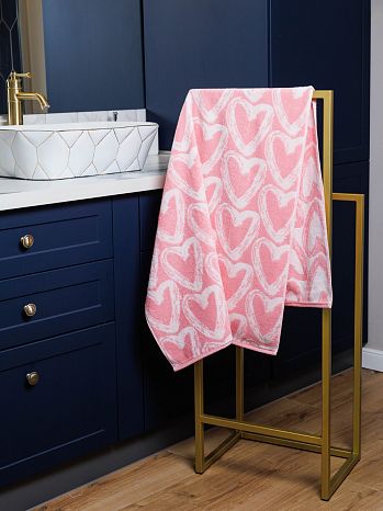 Полотенце махровое Hearts pink, сердечки, розовый