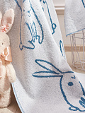 Полотенце махровое Fluffy blue, кролики, синий