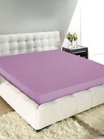 Простыня на резинке Lilac, ткань трикотажная, без рисунка, фиолетовый