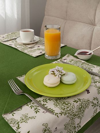 Набор кухонный (скатерть+подставки) Shakespeare, цветы, зеленый