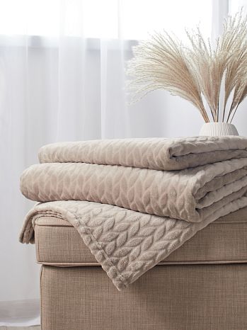 Плед White sand, косички, бежевый